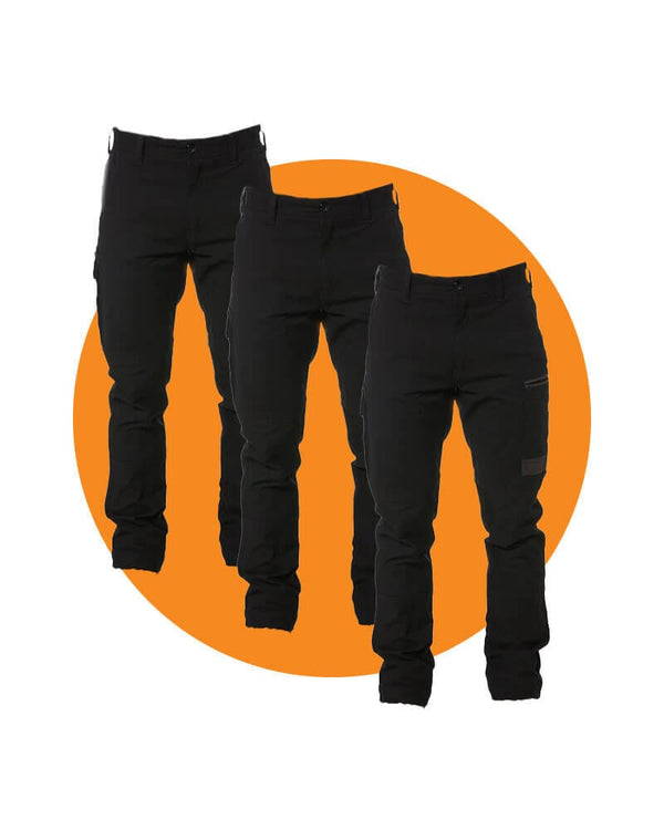 Tradies WP-3 Stretch Work Pants Value Pack - Black