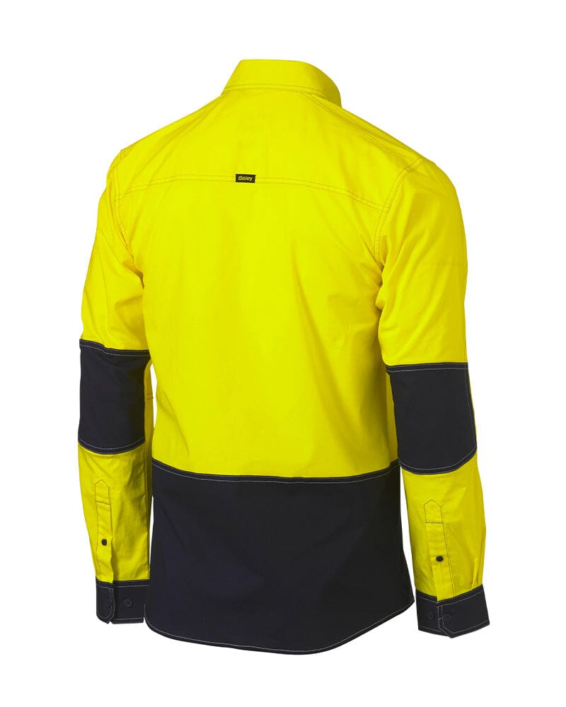 Flex and Move Two Tone Hi Vis Utility LS Shirt - Yellow/Navy
