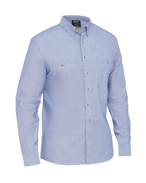 Chambray Long Sleeve Slim Fit Shirt - Blue