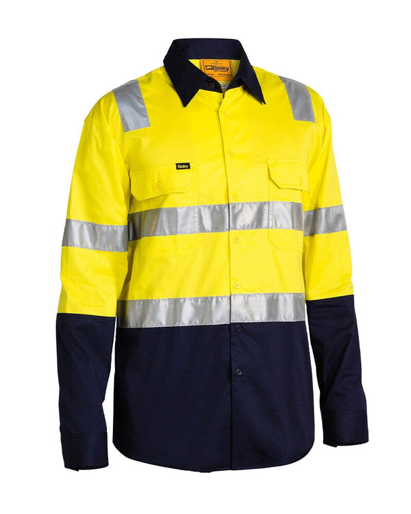 Taped Hi Vis Cool Lightweight Shirt With Shoulder Tape - Yellow/Navy