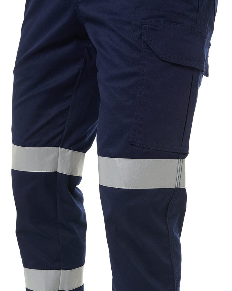 Taped Biomotion Stretch Cotton Drill Elastic Waist Cargo Work Pant - Navy