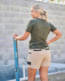 Womens Flex and Move 4-Way Stretch Elastic Waist Short - Stone