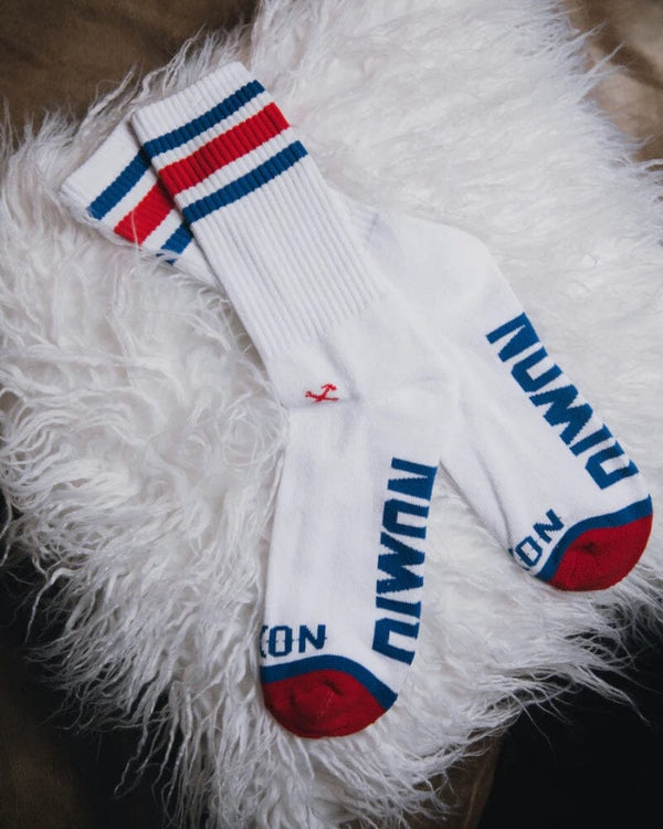 Strike Out Crew Sock - White/Blue/Red
