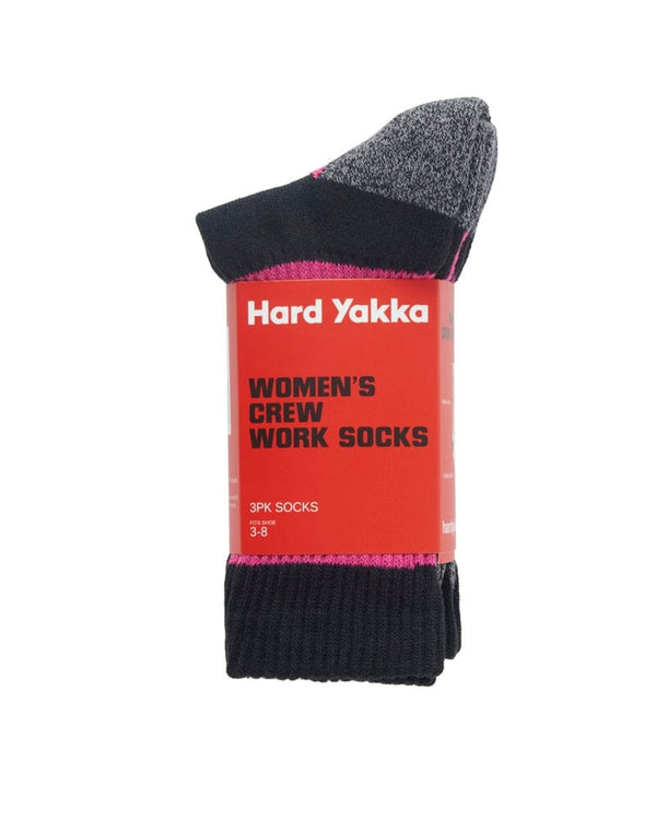 Womens 3pk Crew Socks - Pink/Black Marle