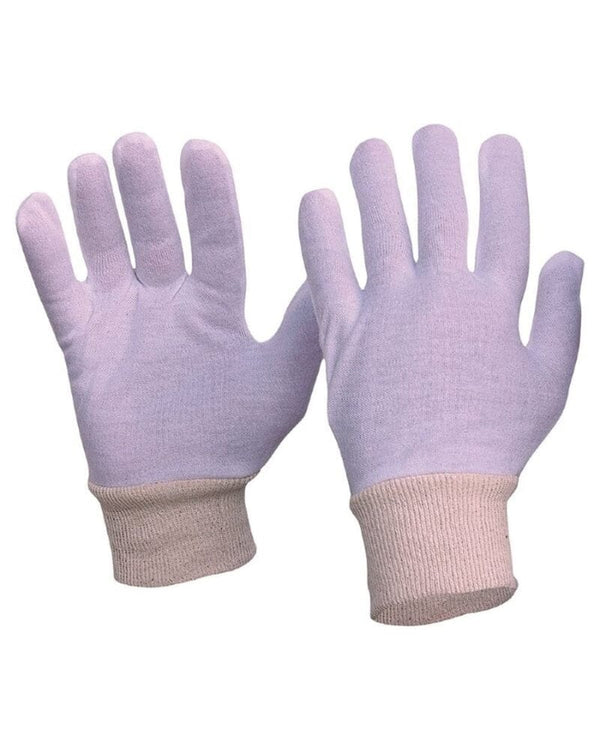 Womens Interlock Poly Cotton Liner With Knitted Wrist Glove 12pk - White