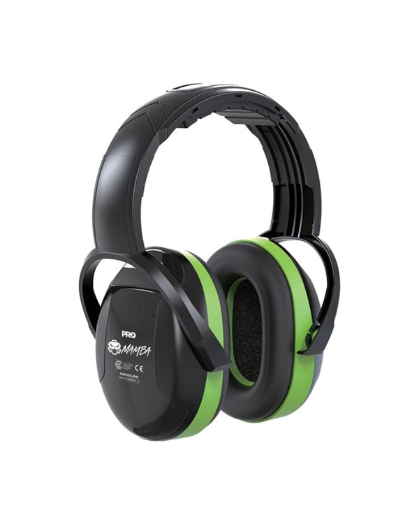Mamba Slimline Pro Series Earmuffs - Black/Green