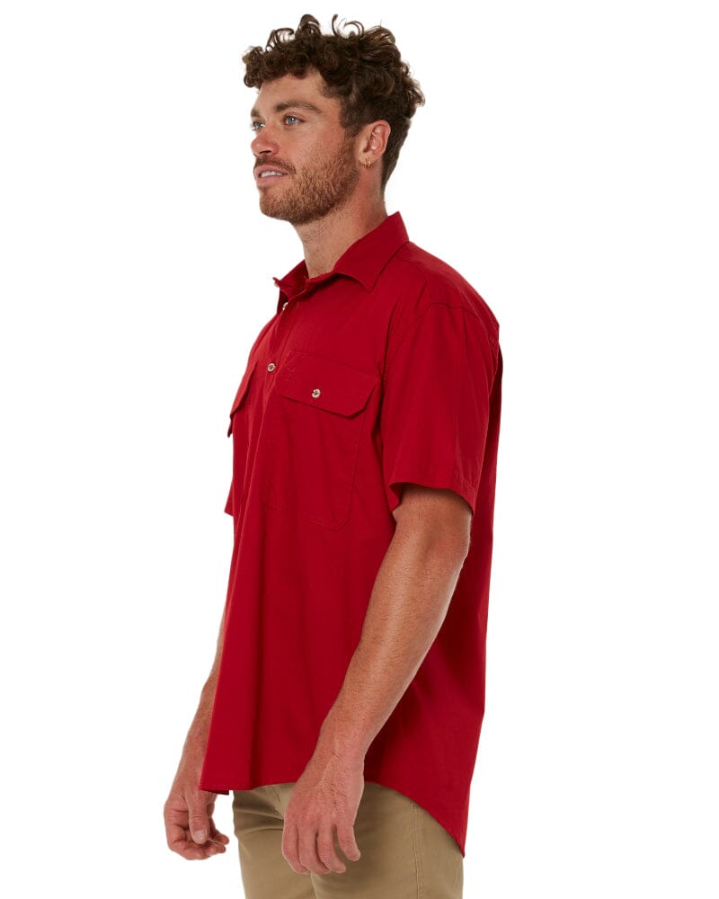 Closed Front SS Shirt - Red