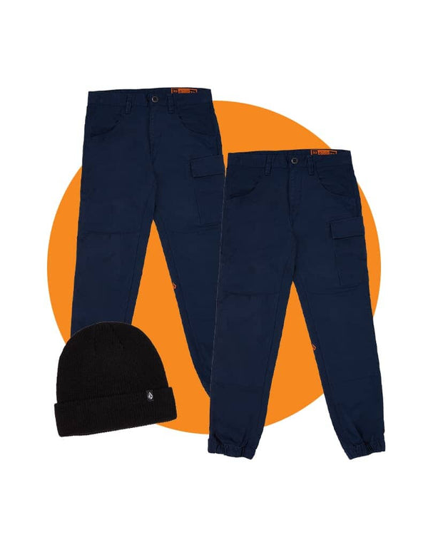 Tradies Caliper Cuffed Pant Twin Value Pack - Navy