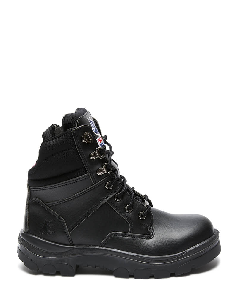 Ladies Vegan Southern Cross Lace Up Ankle Boot with Zip - Black
