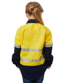 Hi Vis 2 Tone Open Front Kids Shirt - Yellow/Navy
