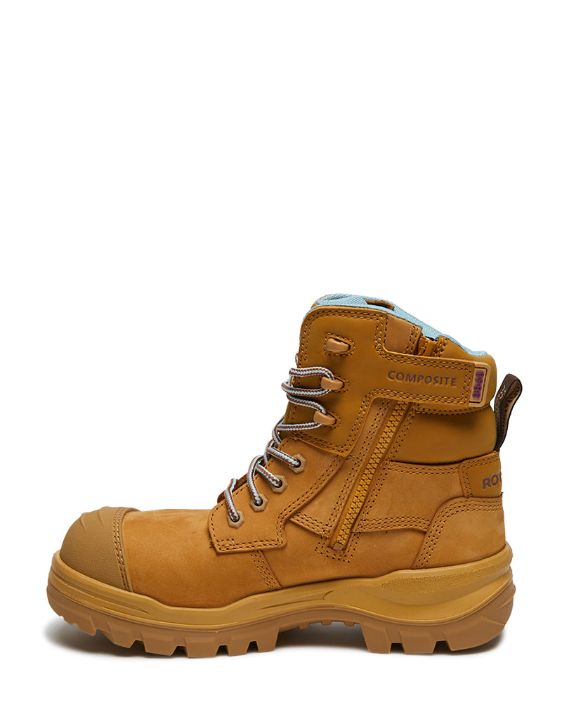 Womens RotoFlex 8860 High Zip Side Safety Boot - Wheat