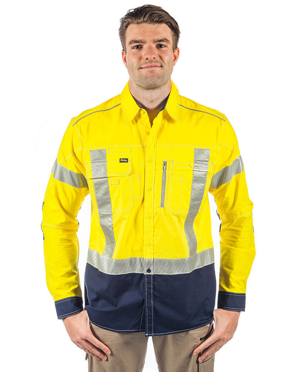 Flex and Move X Taped Hi Vis LS Utility Shirt - Yellow/Navy