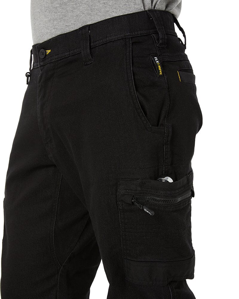 Flex and Move Stretch Denim Cargo Cuffed Pants - Black