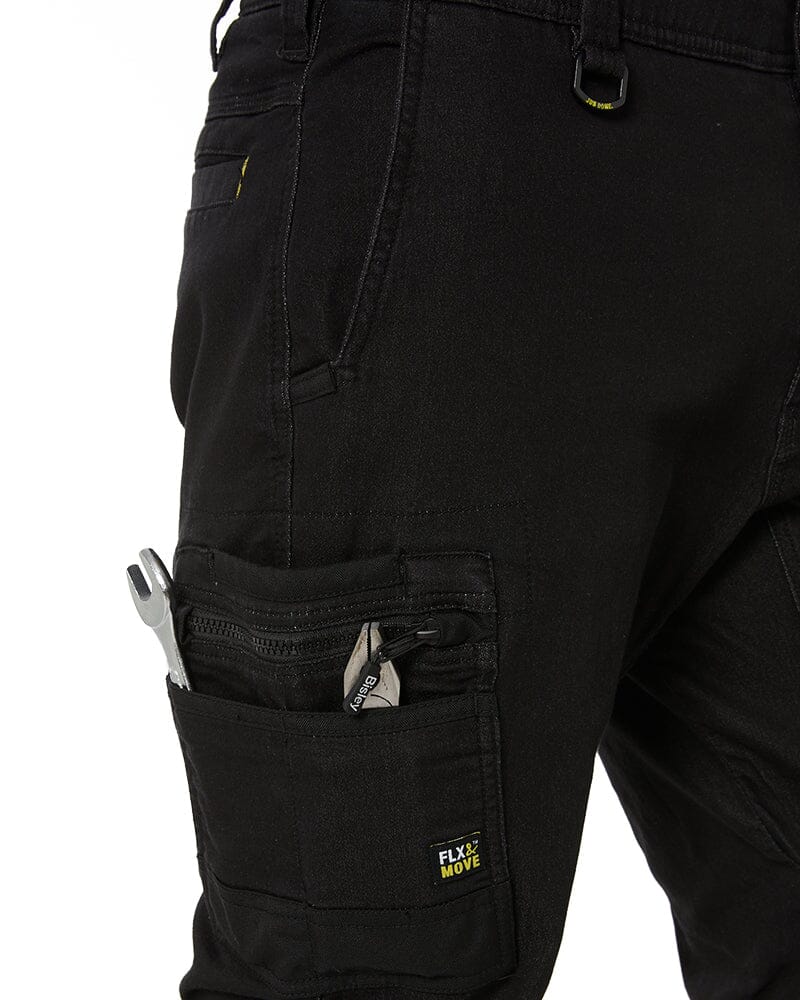 Flex and Move Stretch Denim Cargo Cuffed Pants - Black