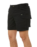 Stretch Cotton Elastic Waist Cargo Short - Black
