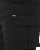 Stretch Cotton Elastic Waist Cargo Short - Black