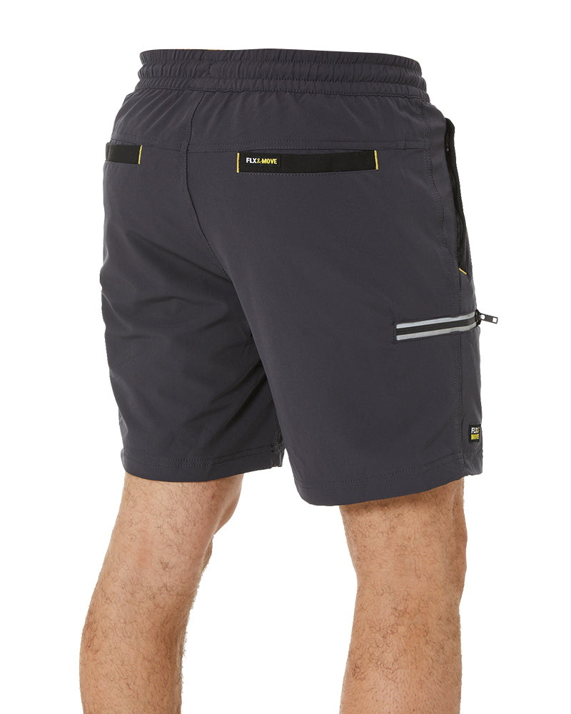 Flex and Move Tradie 4 Way Stretch Elastic Waist Cargo Short - Charcoal