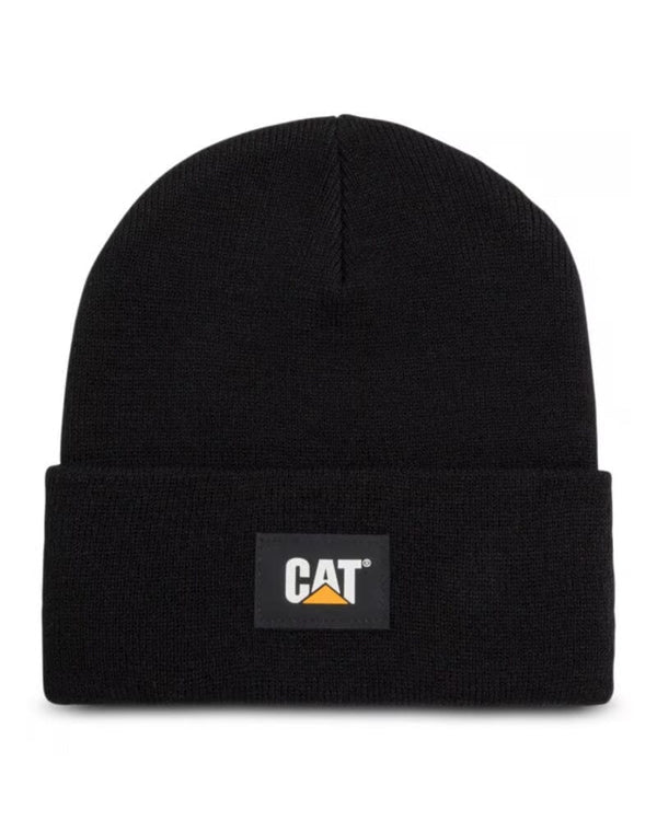Cat Label Cuff Beanie - Black