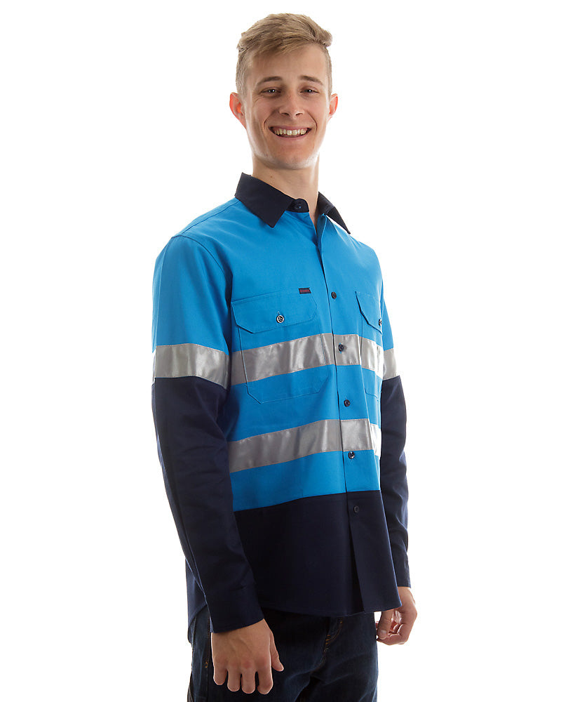 Open Front LS shirt with Tape - Blue/Navy