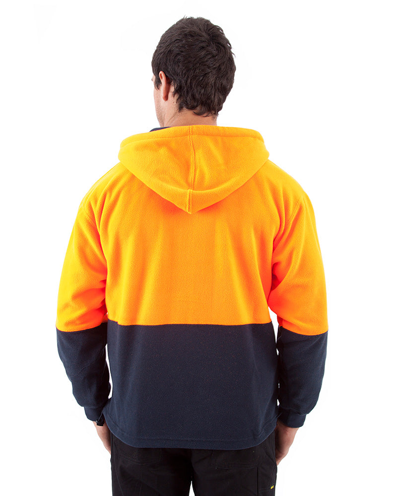 Full Zip Polar Fleece Hoodie - Orange/Navy