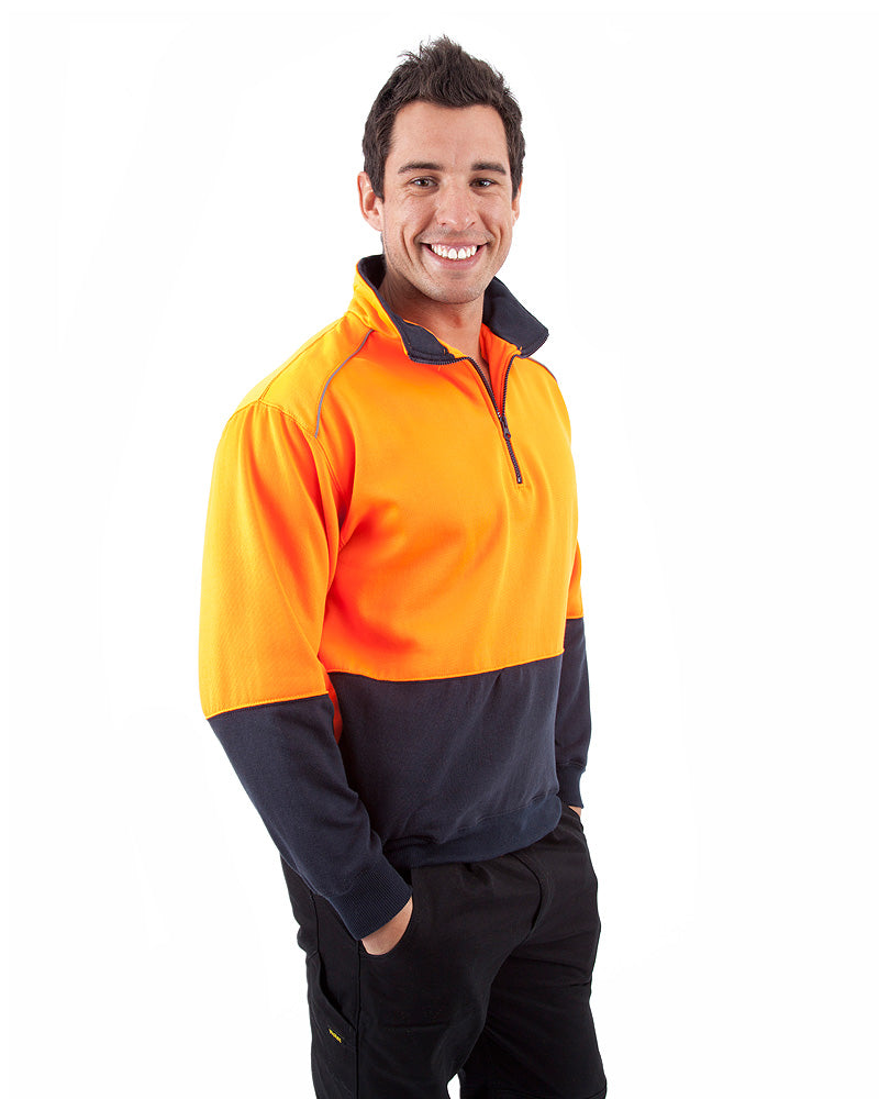 Half Zip Sweat Shirt LS - Orange/Navy