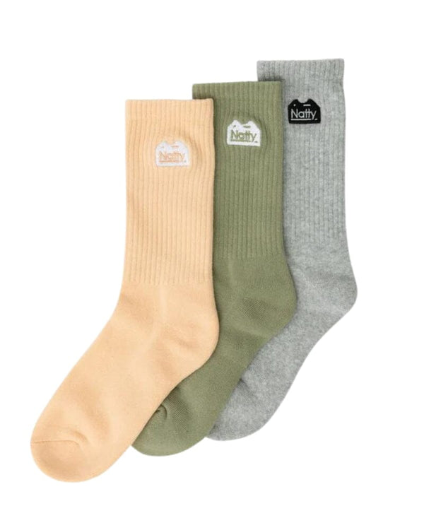 Womens Site Socks - Peach/Olive/Light Grey