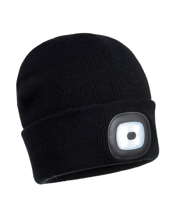 Rechargeable Twin LED Beanie - Black