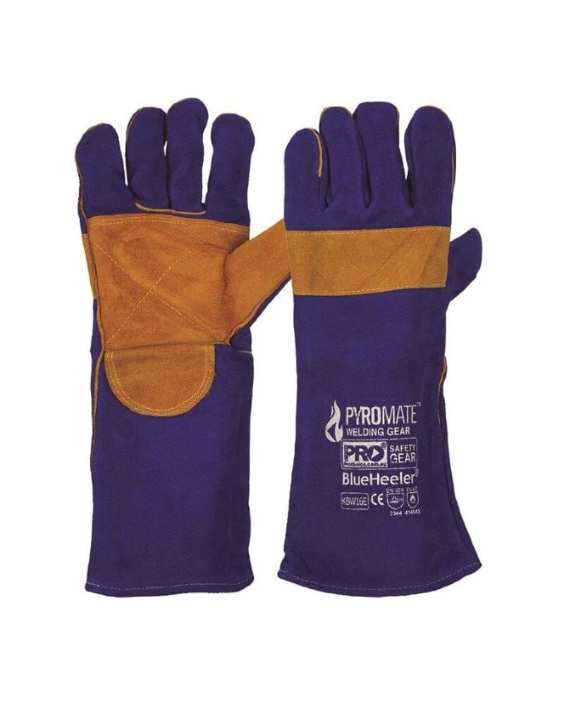 Blue Heeler Welders Gloves - Blue/Gold