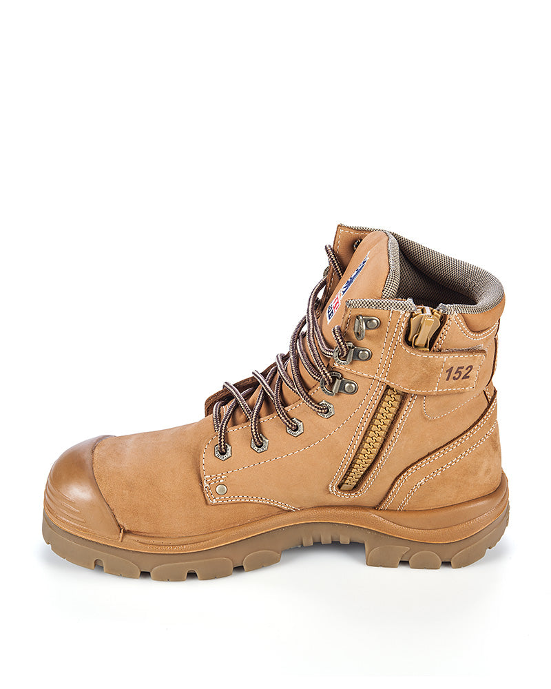 Argyle Lace Up Boot with Zip and Bump Cap - Wheat