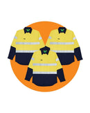 Tradies Hi Vis Taped Cotton Drill Shirt LS 3 Value Pack - Yellow/Navy