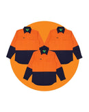 Tradies Hi Vis Cotton Drill Shirt LS 3 Value Pack - Orange/Navy