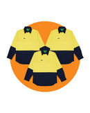 Tradies Hi Vis Cotton Drill Shirt LS 3 Value Pack - Yellow/Navy