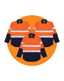 Tradies Hi Vis Taped Lightweight Closed Front Shirt LS 3 Value Pack - Orange/Navy