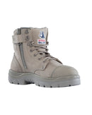 Argyle Lace Up Safety Boot with Zip and Scuff Cap - Granite