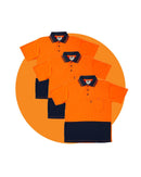 Tradies Hi Vis Cool Breathe Polo Shirt Value Pack - Orange/Navy