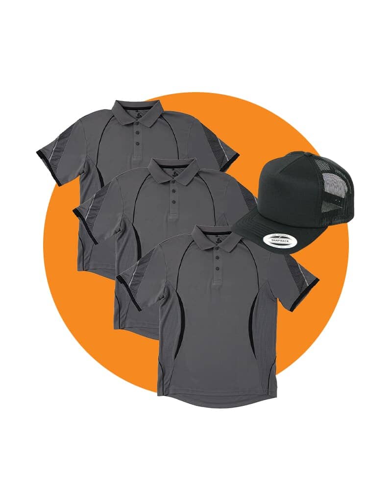 Tradies Razor Polo Value Pack - Ash/Black