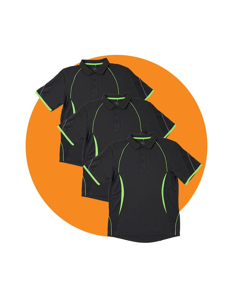 Tradies Razor Polo Value Pack - Grey/Fluoro