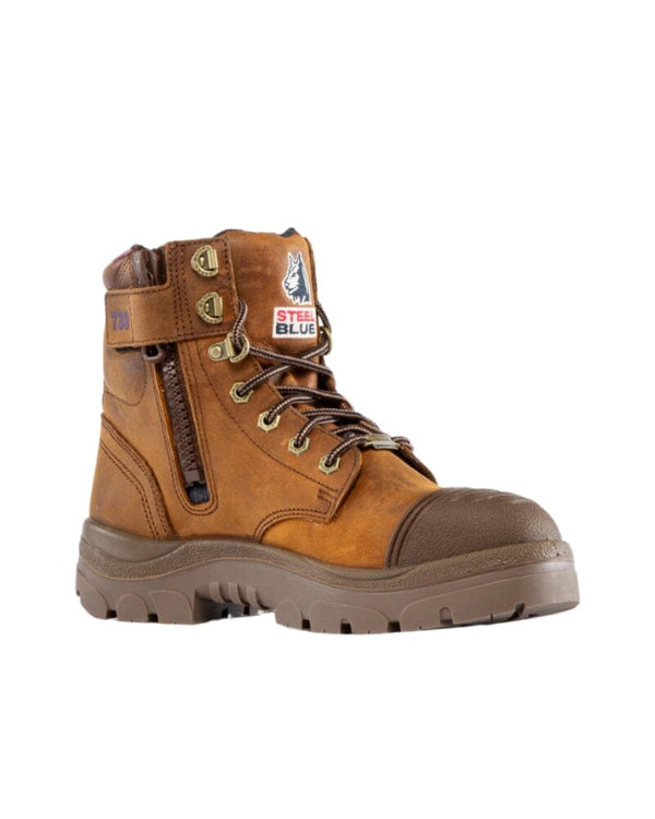 Ladies Argyle Zip Scuff Cap Waterproof Safety Boot - Distressed Brown