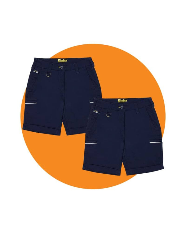 Tradies Womens Stretch Cotton Short 2 Value Pack - Navy