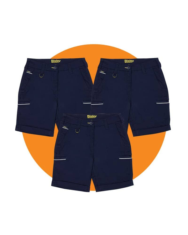 Tradies Womens Stretch Cotton Short Value Pack - Navy
