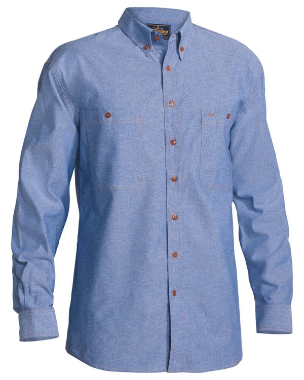 Chambray Long Sleeve Shirt - Blue