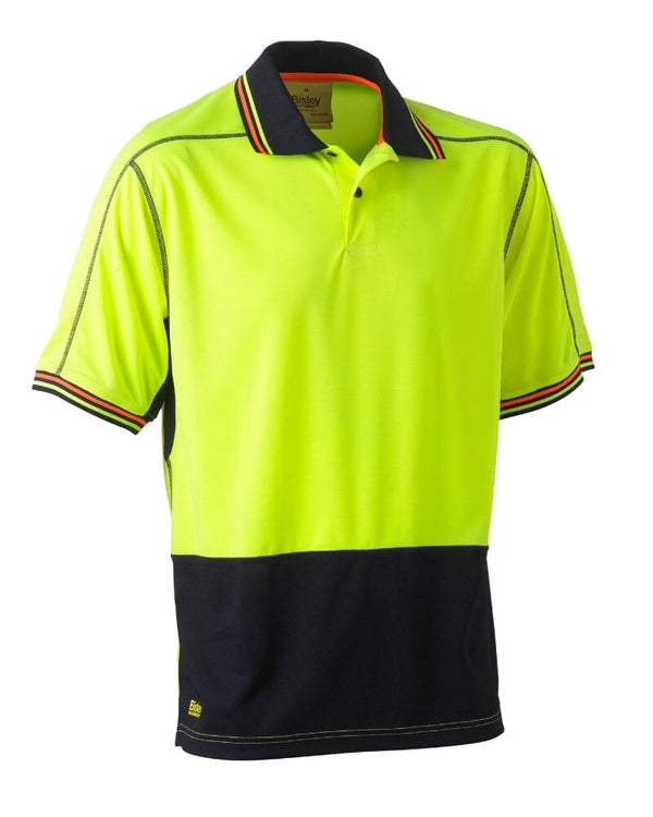 Hi Vis Polyester Mesh Short Sleeve Polo - Yellow/Navy