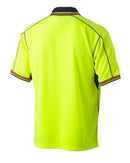Hi Vis Polyester Mesh Short Sleeve Polo - Yellow/Navy