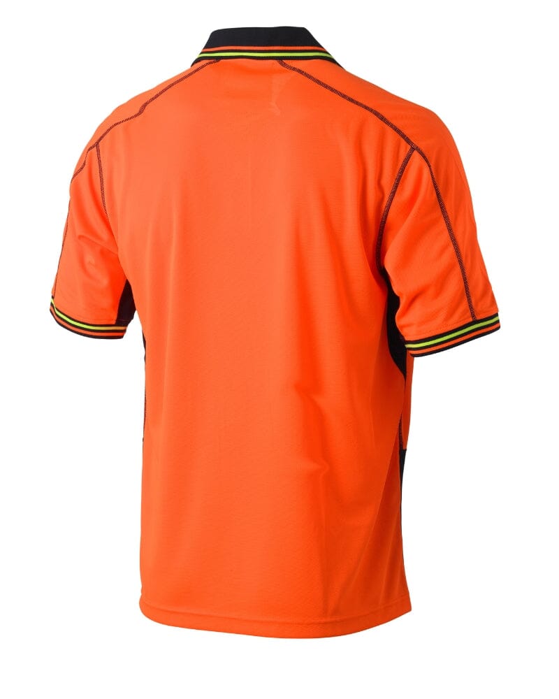 Hi Vis Polyester Mesh Short Sleeve Polo - Orange/Navy