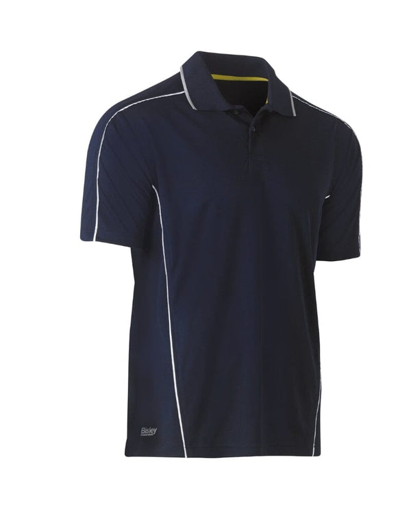 Cool Mesh Polo Shirt With Reflective Piping - Navy