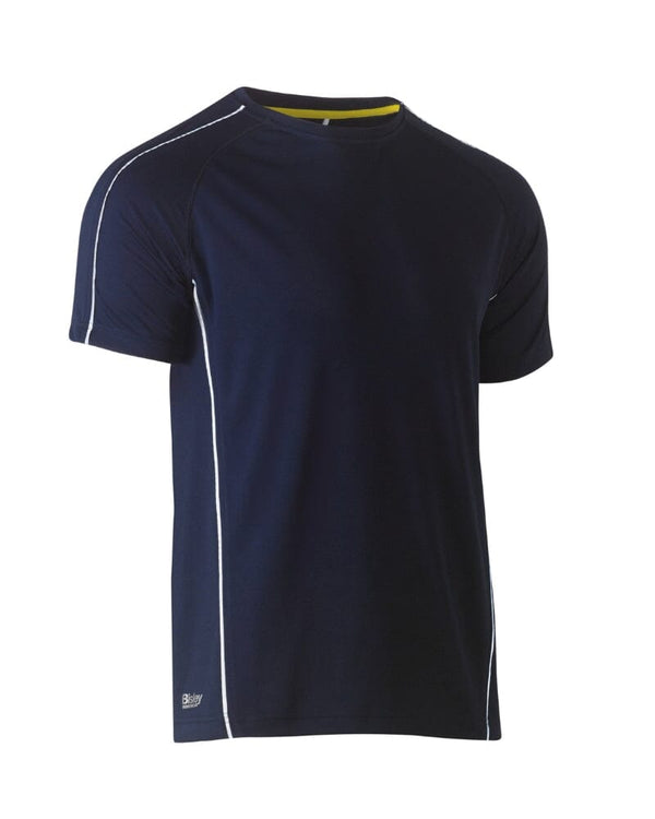 Cool Mesh Tee With Reflective Piping - Navy