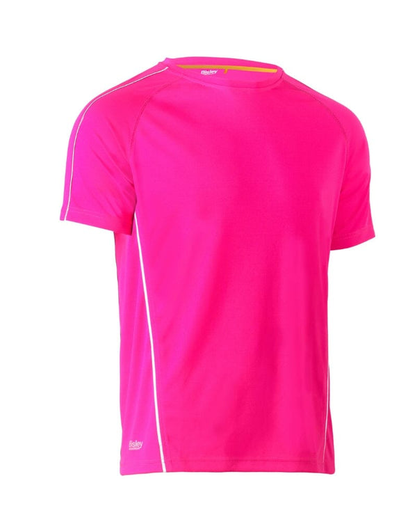 Cool Mesh Tee With Reflective Piping - Pink