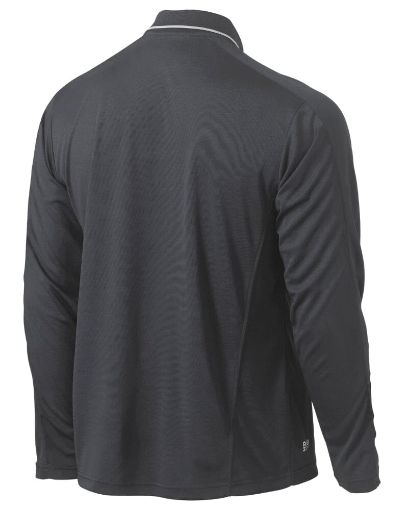 Cool Mesh LS Polo Shirt With Reflective Piping - Charcoal