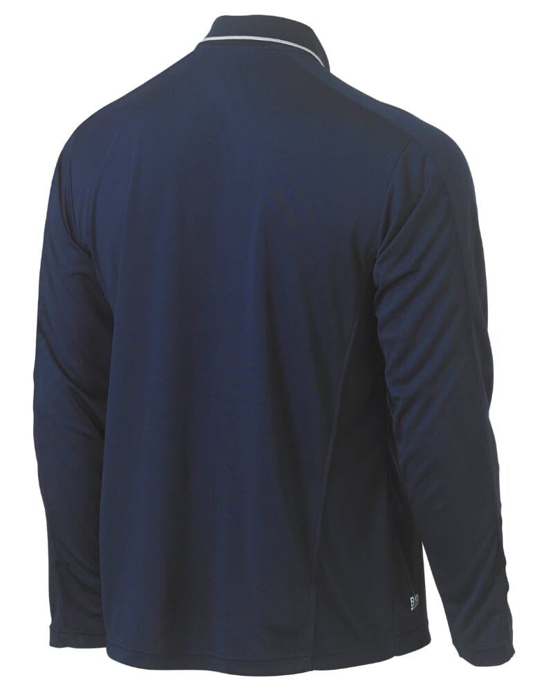 Cool Mesh LS Polo Shirt With Reflective Piping - Navy