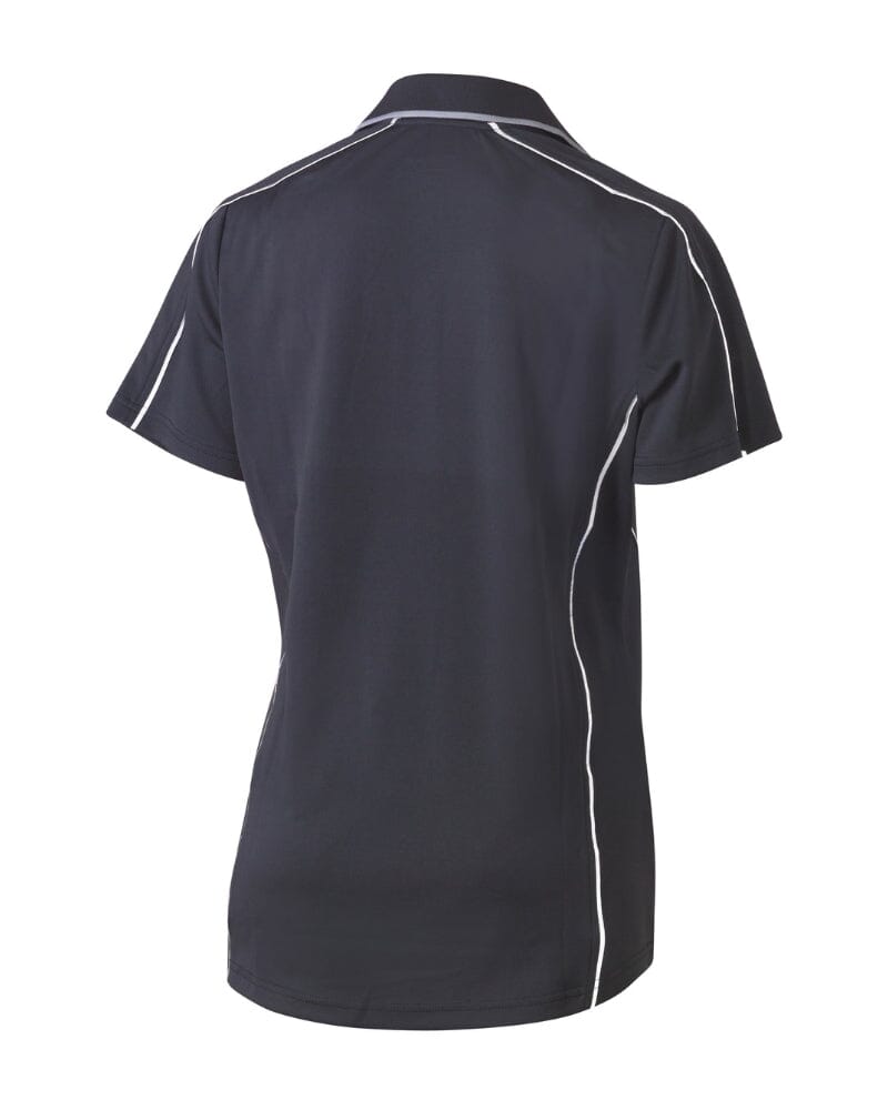 Womens Cool Mesh Polo Shirt With Reflective Piping - Charcoal